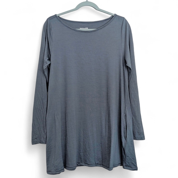 Wool& Dresses & Skirts - Wool& Rowena Swing Dress Merino Wool Blend Long Sleeve Gray Pockets Size Medium
